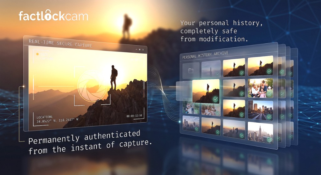 FactLockCam secure capture and personal history archive